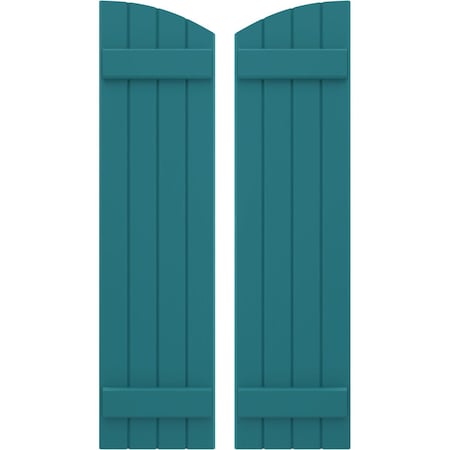 Americraft 4-Board (2 Batten) Wood Joined Board-n-Batten Shutters W/ Ellipt Top, ARW101BE414X61ANH